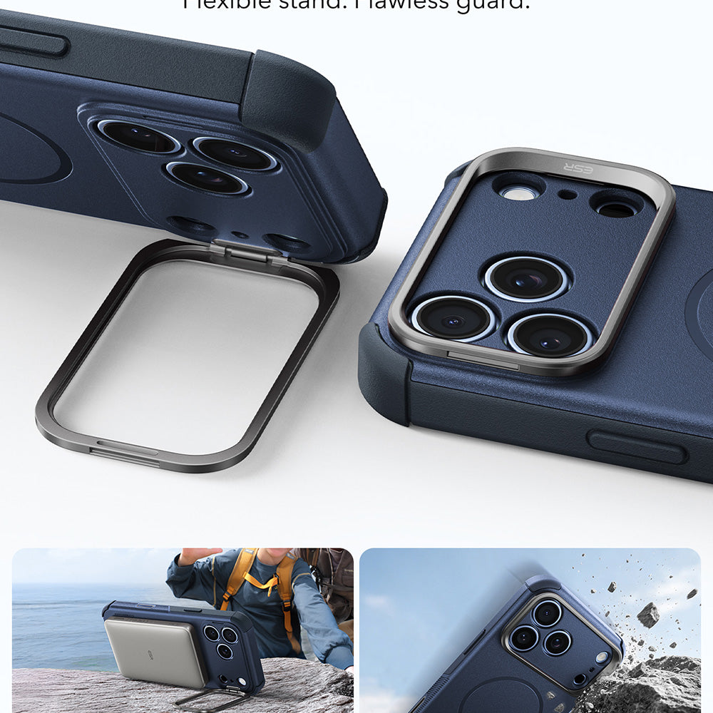 Coque MagSafe pour Apple iPhone 18 Pro / 17 Pro, ESR, Cyber Armor Kickstand, Bleue