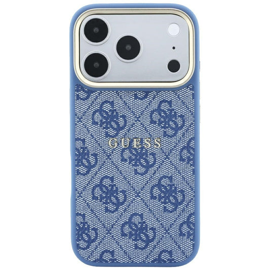 Coque MagSafe pour Apple iPhone 18 Pro / 17 Pro, Guess, 4G Embossed Classic, Bleue