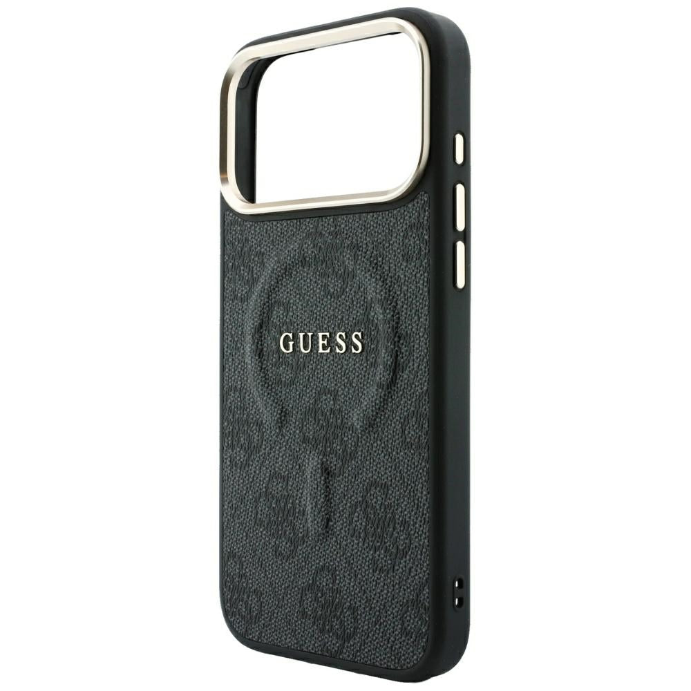 MagSafe-hoesje voor Apple iPhone 18 Pro / 17 Pro, Guess, 4G Embossed Classic, Zwart