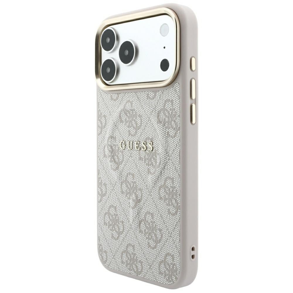 MagSafe-hoesje voor Apple iPhone 18 Pro / 17 Pro, Guess, 4G Embossed Ring Classic Logo, roze