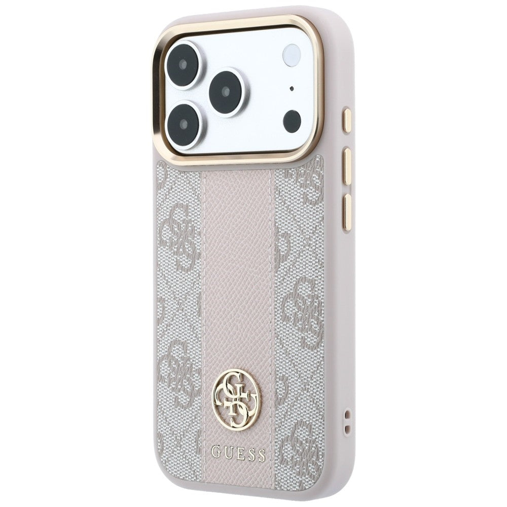 MagSafe-hoesje voor Apple iPhone 18 Pro / 17 Pro, Guess, 4G Stripe Round Classic Logo, Roze