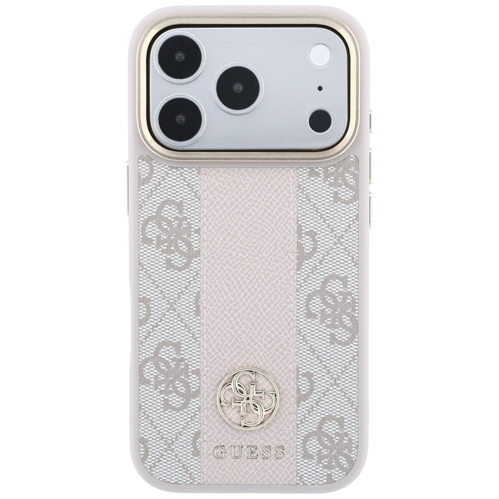 MagSafe-hoesje voor Apple iPhone 18 Pro / 17 Pro, Guess, 4G Stripe Round Classic Logo, Roze