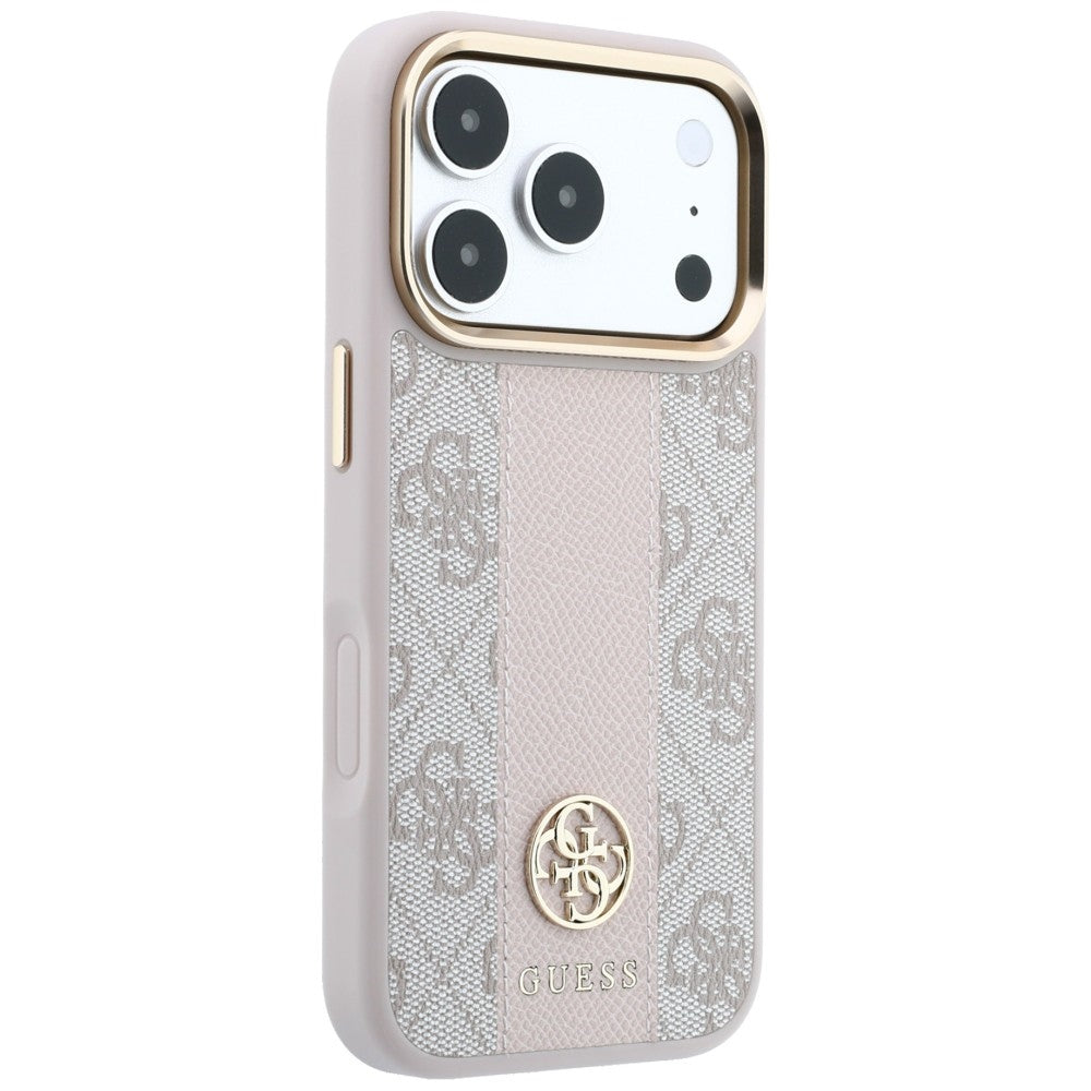 MagSafe-hoesje voor Apple iPhone 18 Pro / 17 Pro, Guess, 4G Stripe Round Classic Logo, Roze