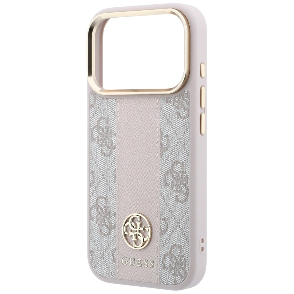 MagSafe-hoesje voor Apple iPhone 18 Pro / 17 Pro, Guess, 4G Stripe Round Classic Logo, Roze