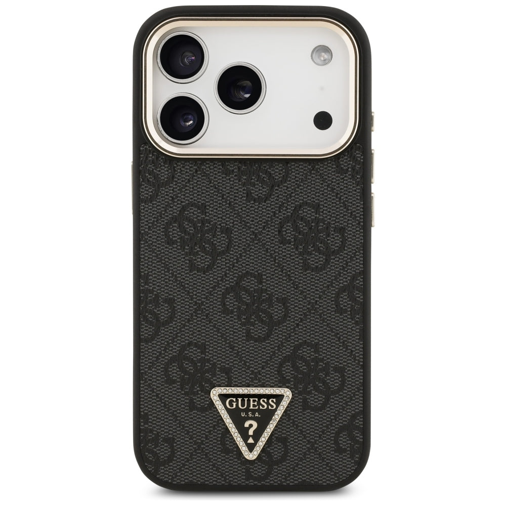 MagSafe-hoesje voor Apple iPhone 18 Pro / 17 Pro, Guess, 4G Triangle Logo, Zwart