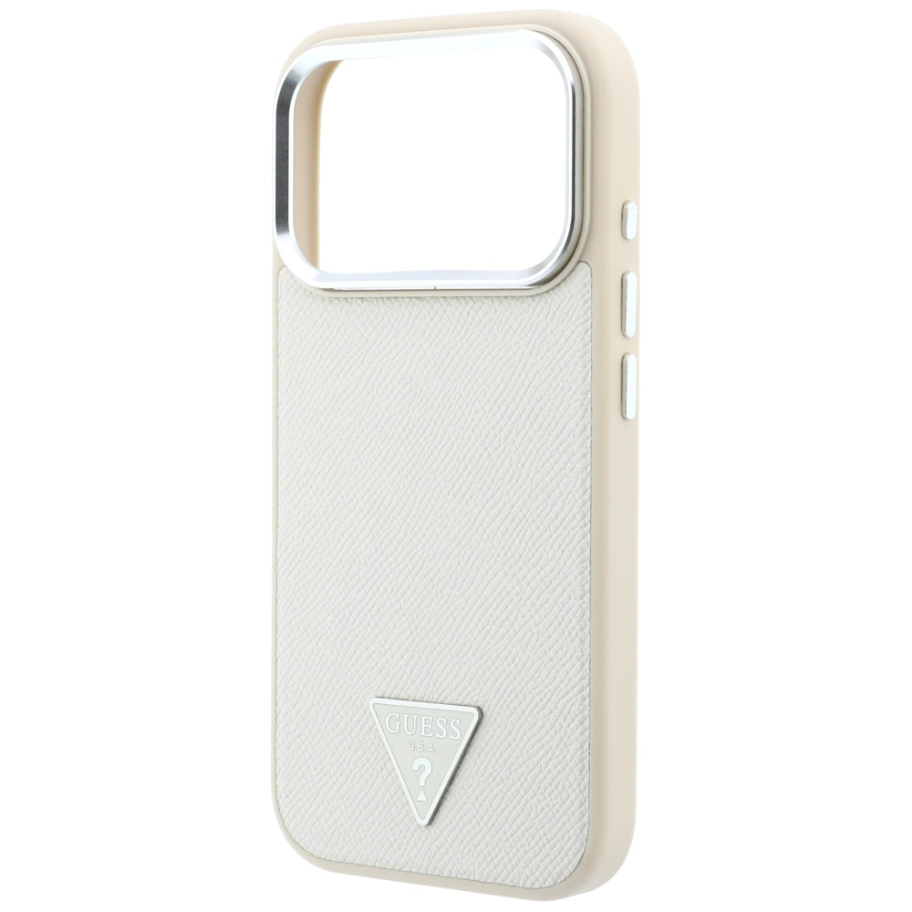 MagSafe-Hülle für Apple iPhone 18 Pro / 17 Pro, Guess, Geprägtes Dreieck-Logo, Beige