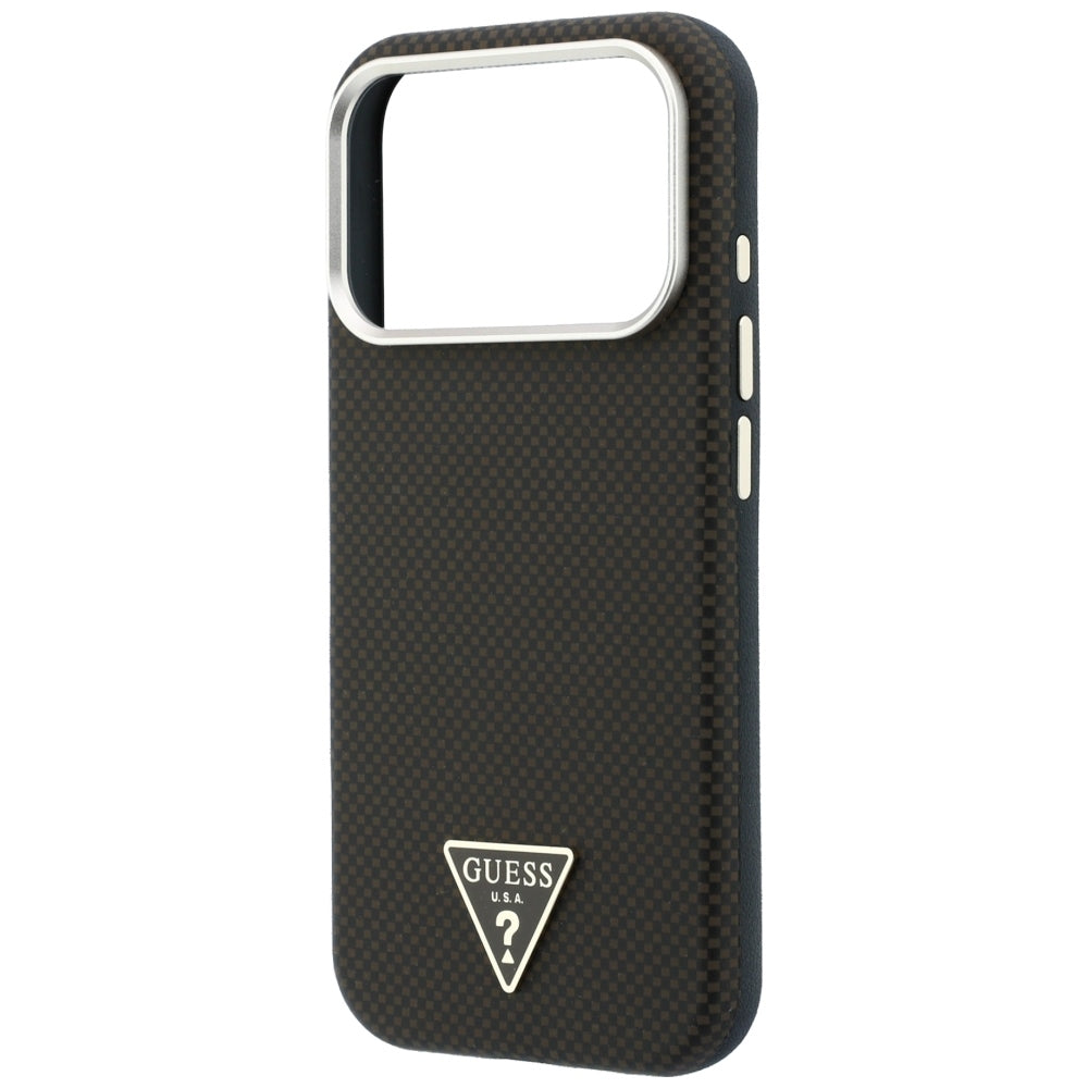 Coque MagSafe pour Apple iPhone 18 Pro / 17 Pro, Guess, Logo Triangle Kevlar, Marron
