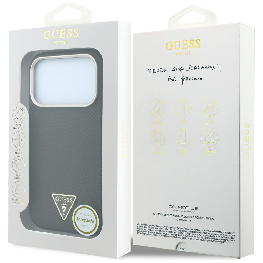 Coque MagSafe pour Apple iPhone 18 Pro / 17 Pro, Guess, Logo Triangle Kevlar, Marron