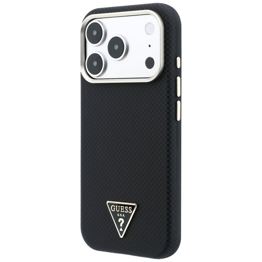MagSafe-Hülle für Apple iPhone 18 Pro / 17 Pro, Guess, Kevlar-Dreieck-Logo, Schwarz