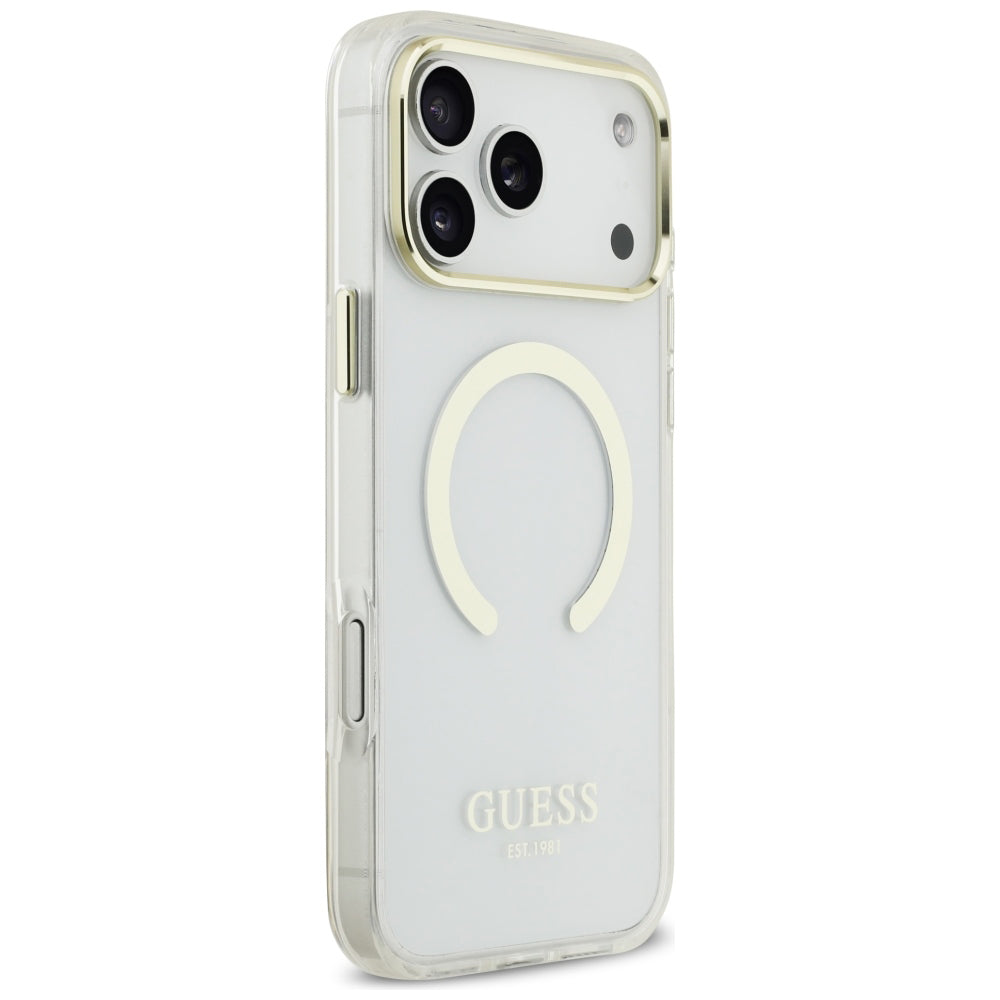 MagSafe-Hülle für Apple iPhone 18 Pro / 17 Pro, Guess, Metal Outline, Gold