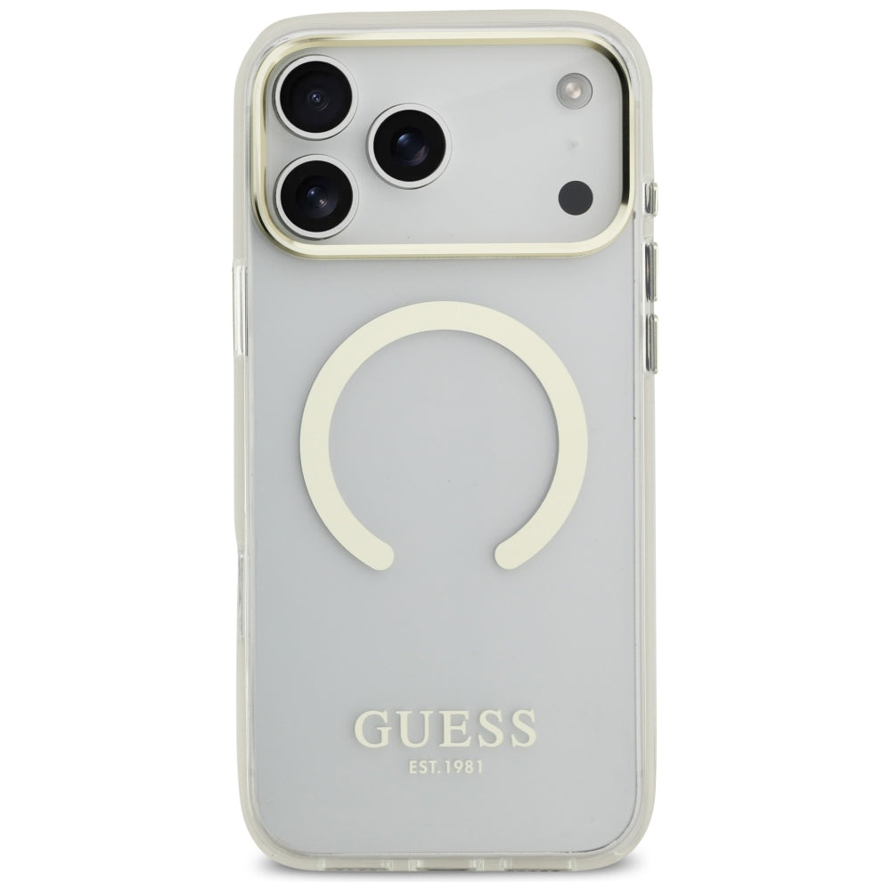 MagSafe-Hülle für Apple iPhone 18 Pro / 17 Pro, Guess, Metal Outline, Gold