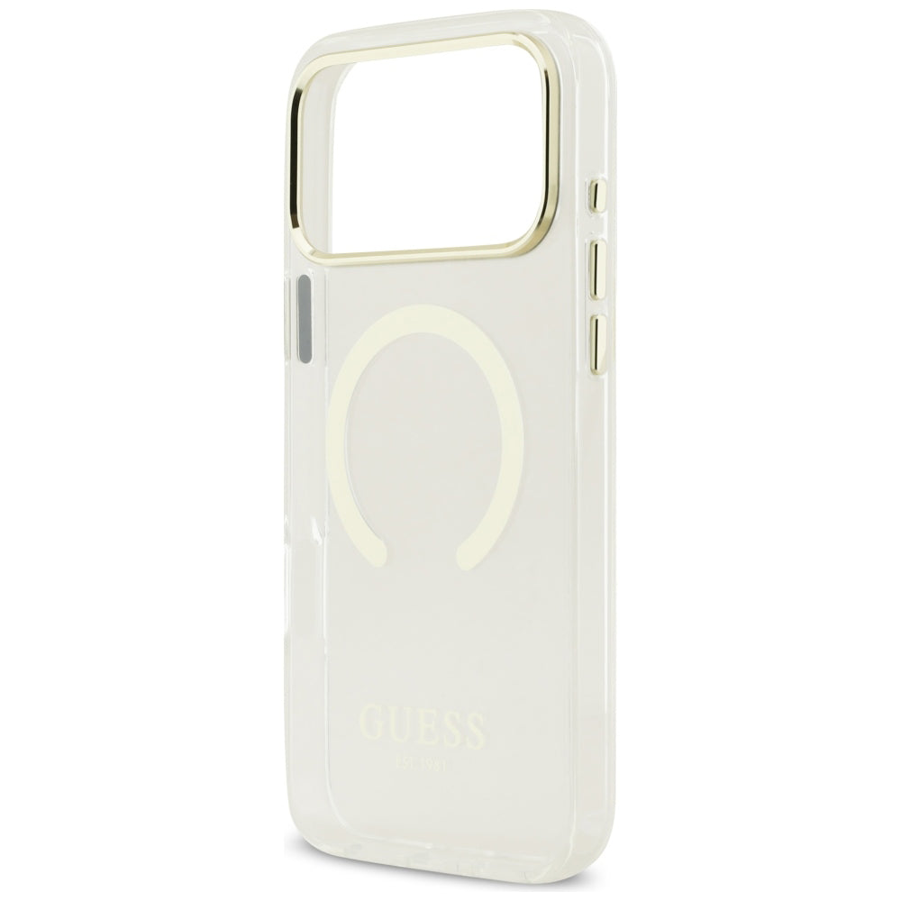 MagSafe-Hülle für Apple iPhone 18 Pro / 17 Pro, Guess, Metal Outline, Gold