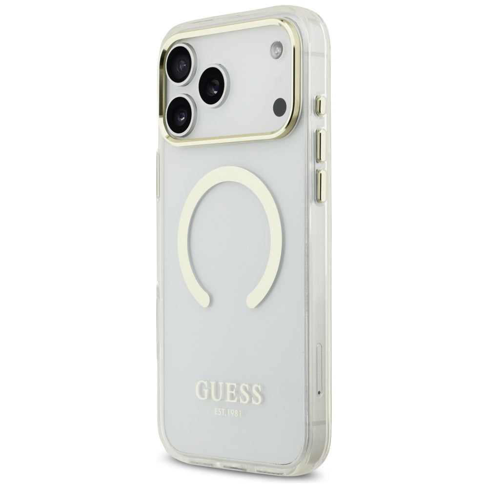 MagSafe-Hülle für Apple iPhone 18 Pro / 17 Pro, Guess, Metal Outline, Gold