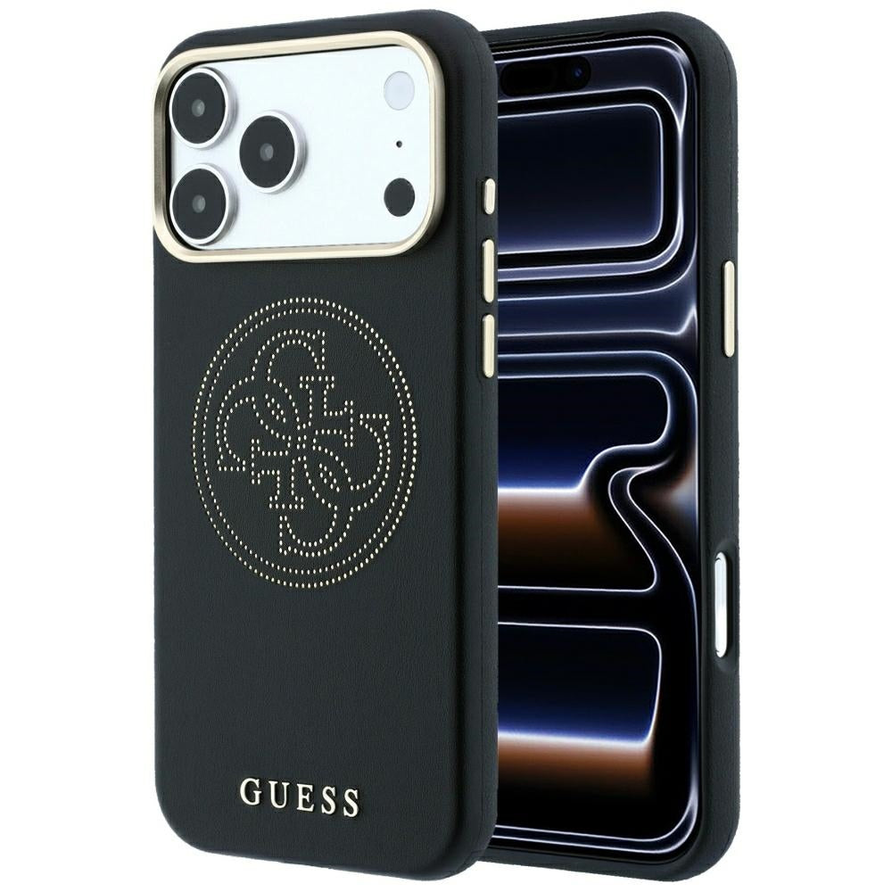MagSafe-hoesje voor Apple iPhone 18 Pro / 17 Pro, Guess, Geperforeerd 4G, Zwart