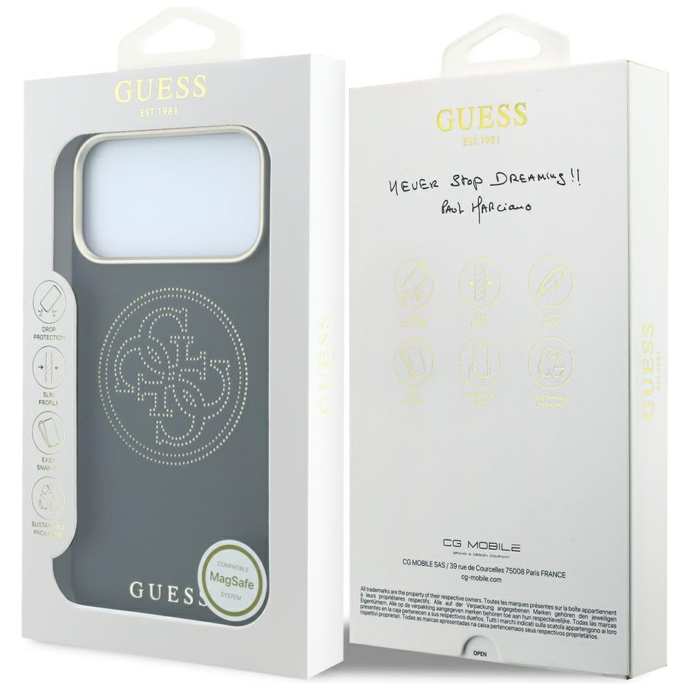 MagSafe-hoesje voor Apple iPhone 18 Pro / 17 Pro, Guess, Geperforeerd 4G, Zwart