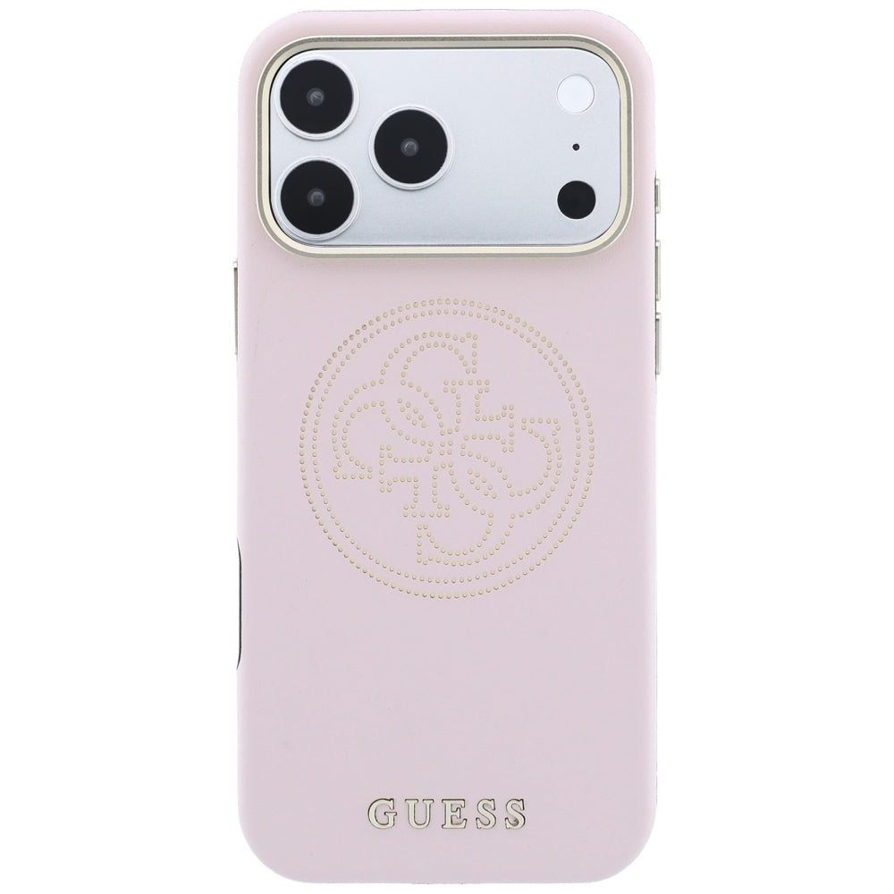 Coque MagSafe pour Apple iPhone 18 Pro / 17 Pro, Guess, Perforée 4G, Rose