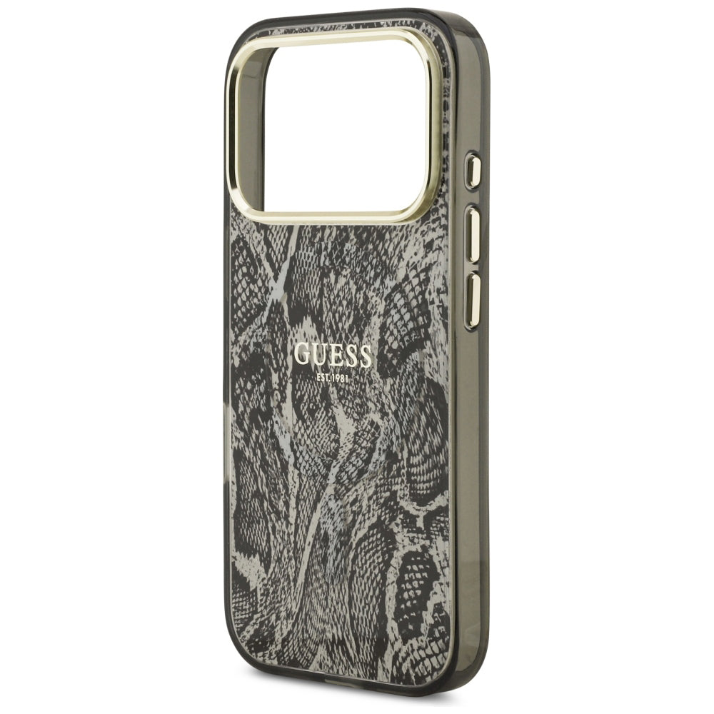 Coque MagSafe pour Apple iPhone 18 Pro / 17 Pro, Guess, Motif Python, Noire