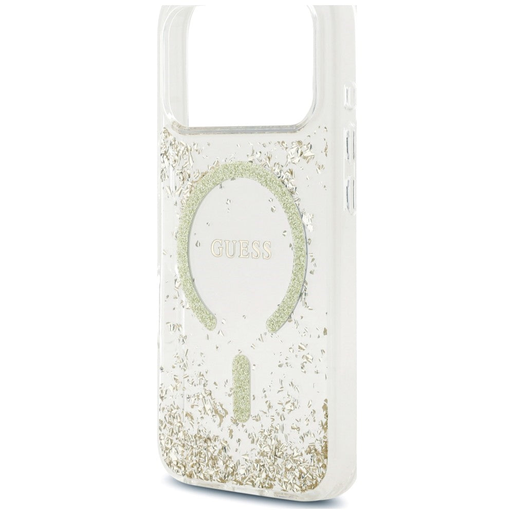 MagSafe-hoesje voor Apple iPhone 18 Pro / 17 Pro, Guess, Resin Bottom Glitter, Goudkleurig