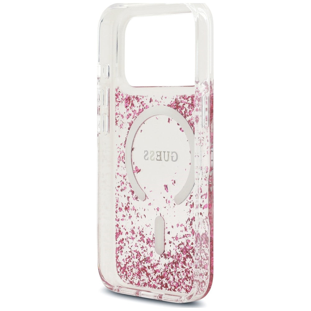 MagSafe-hoesje voor Apple iPhone 18 Pro / 17 Pro, Guess, Resin Bottom Glitter, Roze