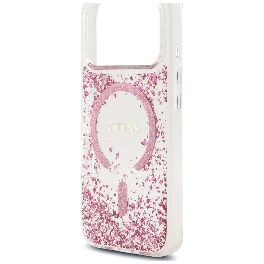 MagSafe-hoesje voor Apple iPhone 18 Pro / 17 Pro, Guess, Resin Bottom Glitter, Roze