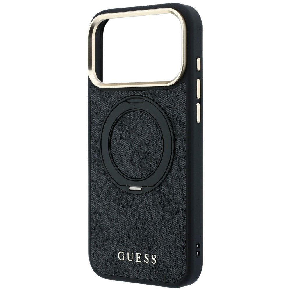 Coque MagSafe pour Apple iPhone 18 Pro / 17 Pro, Guess, Support Anneau Logo Classique, Noire
