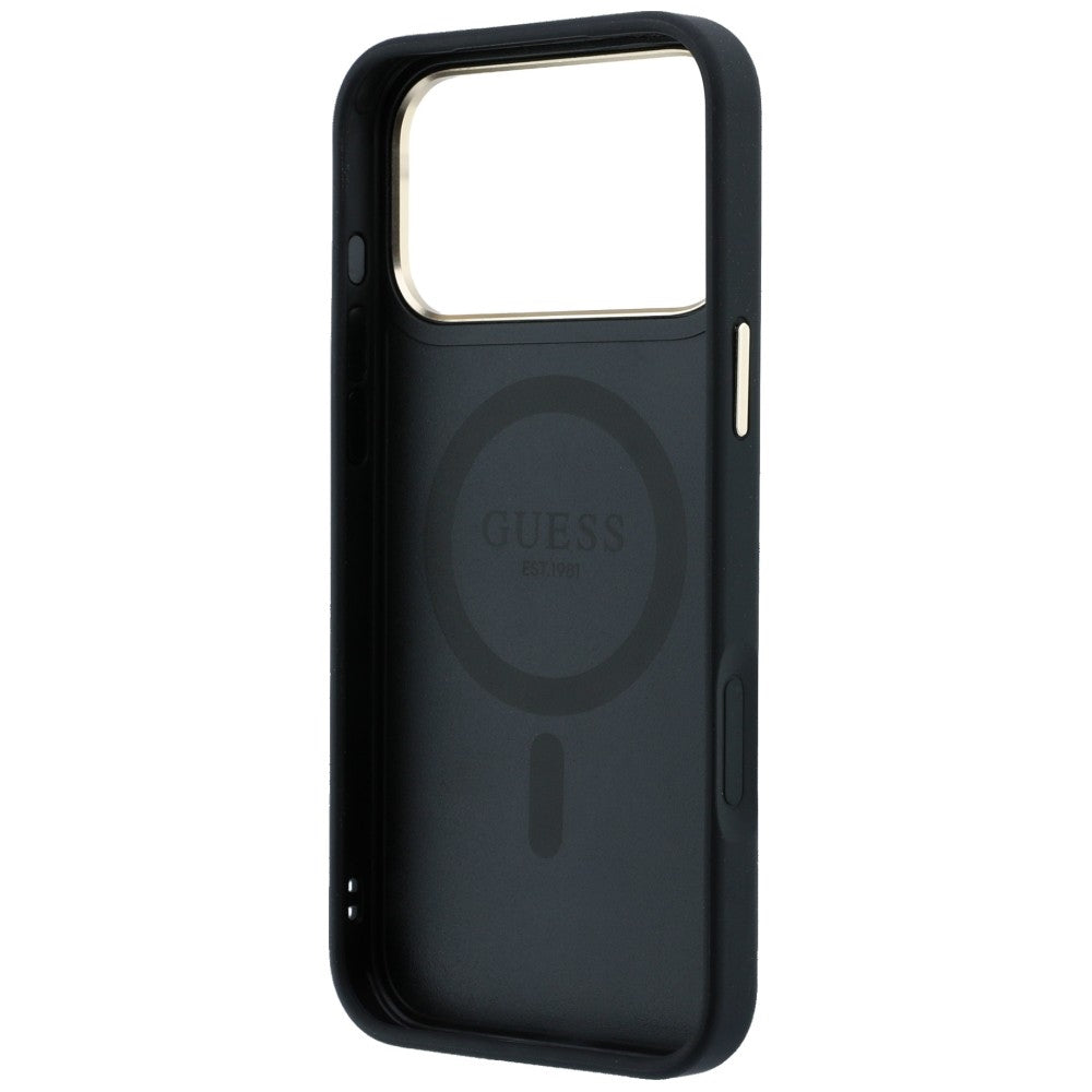 Coque MagSafe pour Apple iPhone 18 Pro / 17 Pro, Guess, Support Anneau Logo Classique, Noire