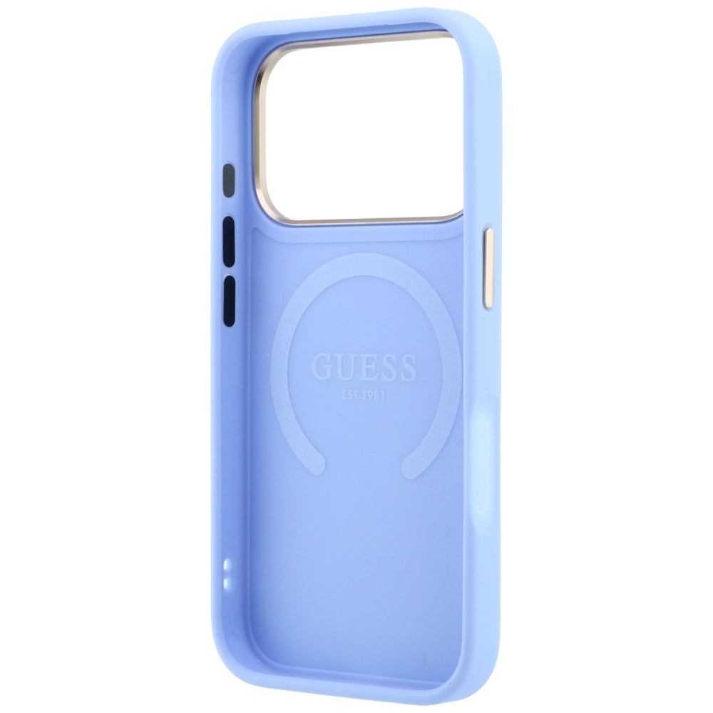 MagSafe Case for Apple iPhone 18 Pro / 17 Pro, Guess, Saffiano Peony Ring, Blue