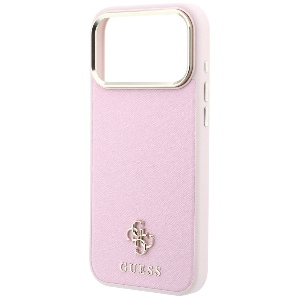 MagSafe-hoesje voor Apple iPhone 18 Pro / 17 Pro, Guess, Saffiano Small 4G Classic, roze