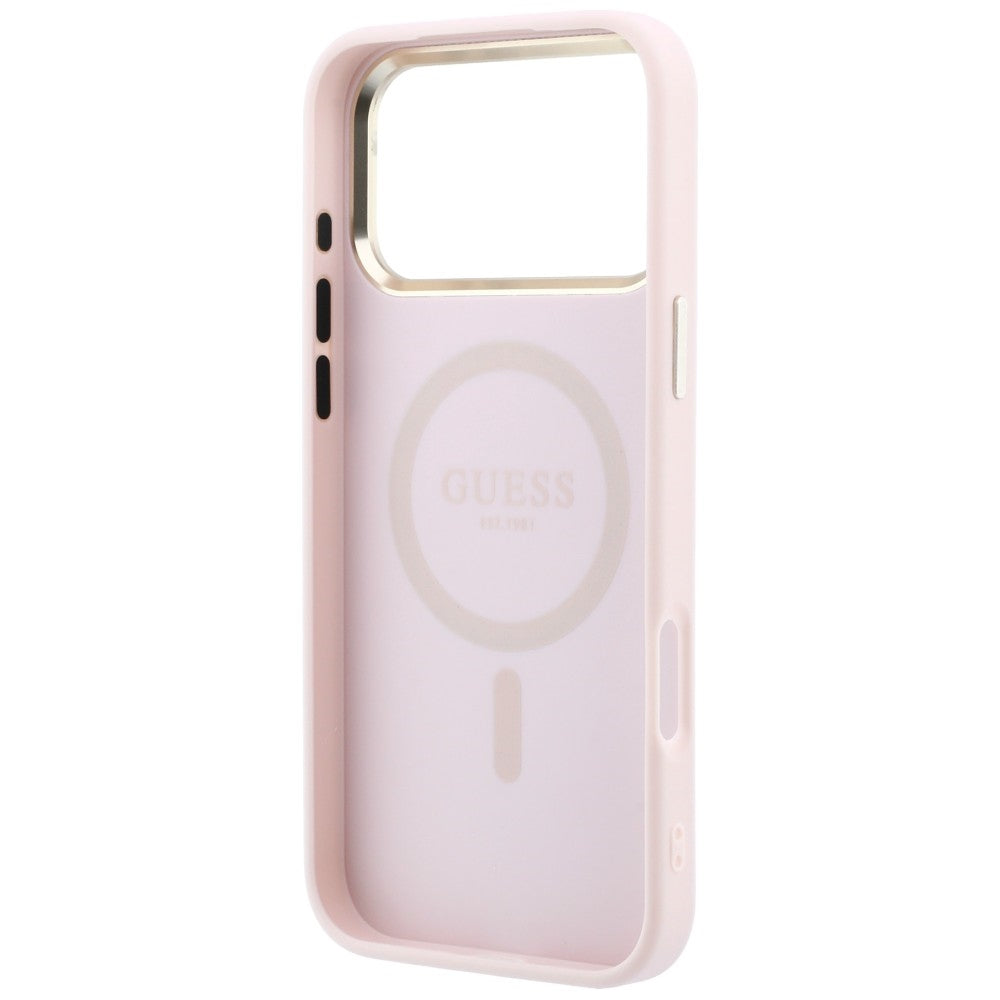 MagSafe-hoesje voor Apple iPhone 18 Pro / 17 Pro, Guess, Saffiano Small 4G Classic, roze