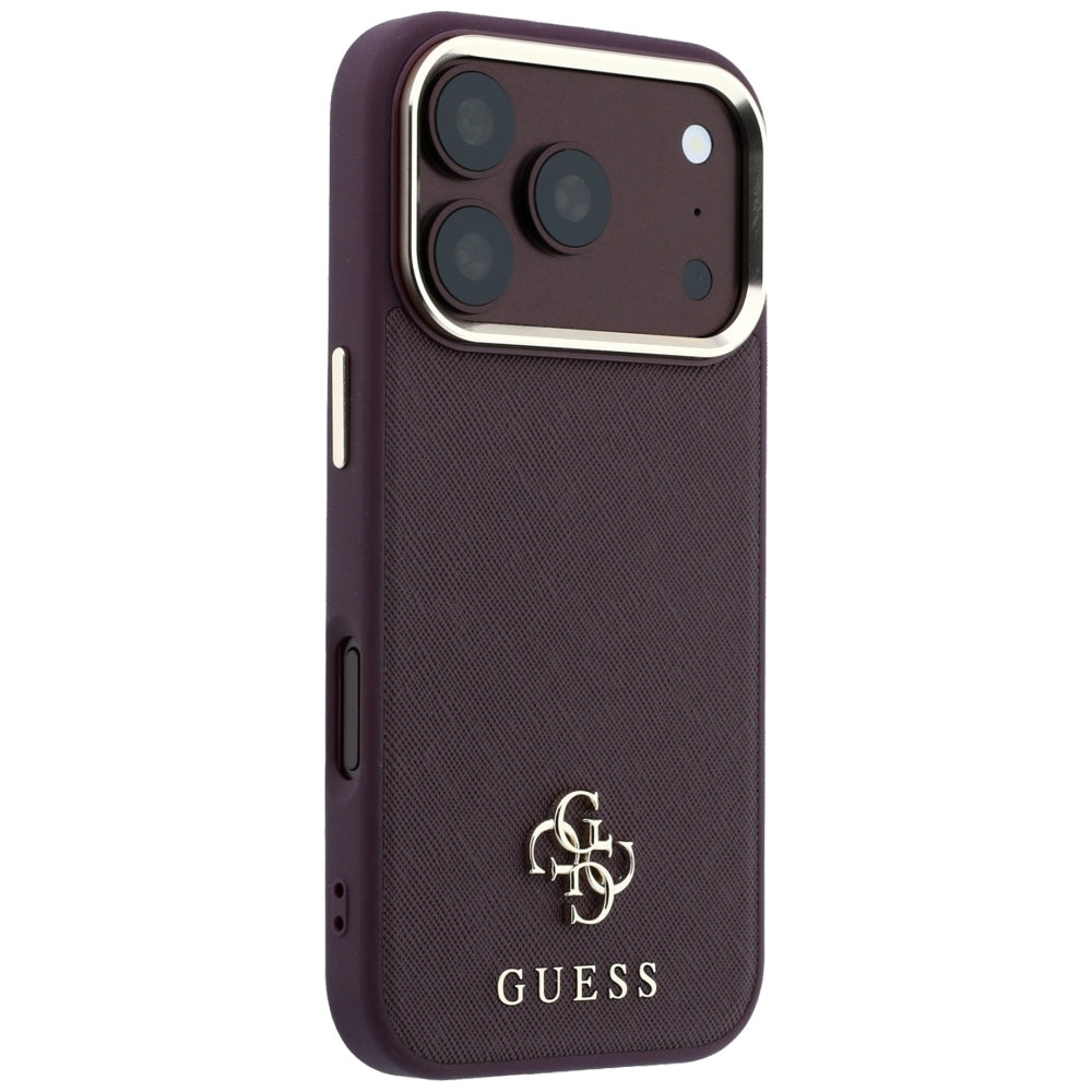 MagSafe-hoesje voor Apple iPhone 18 Pro / 17 Pro, Guess, Saffiano Small 4G Classic, Bordeaux