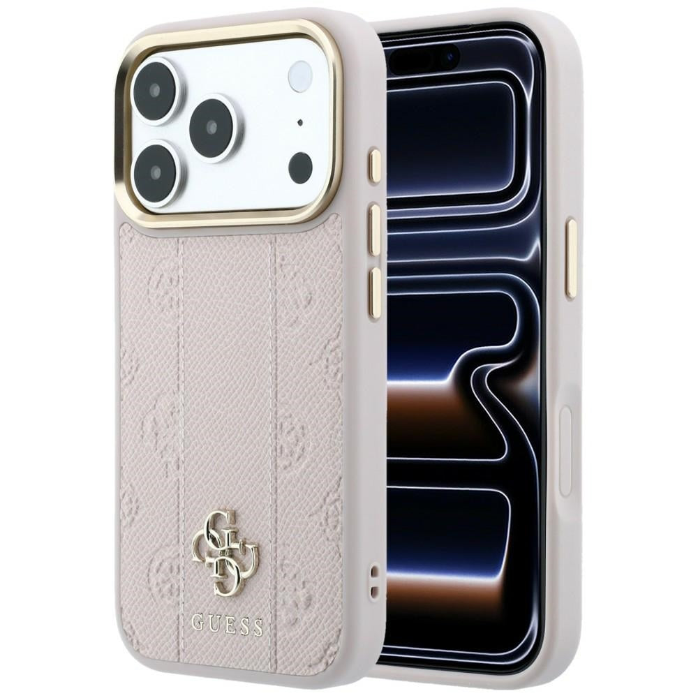 MagSafe-hoesje voor Apple iPhone 18 Pro / 17 Pro, Guess, Stripe Peony 4G, Roze