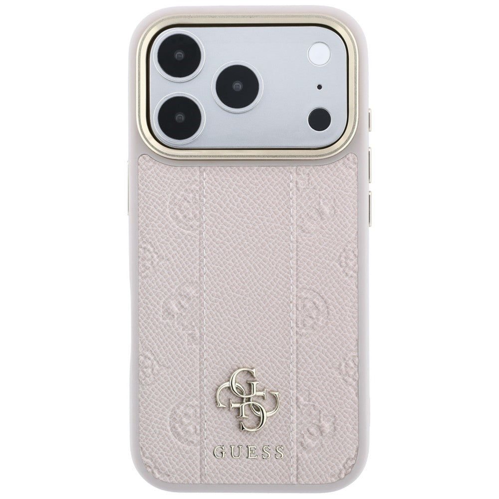 MagSafe-hoesje voor Apple iPhone 18 Pro / 17 Pro, Guess, Stripe Peony 4G, Roze