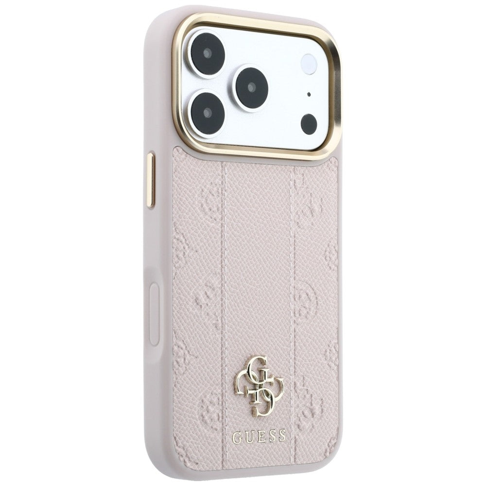 MagSafe-hoesje voor Apple iPhone 18 Pro / 17 Pro, Guess, Stripe Peony 4G, Roze