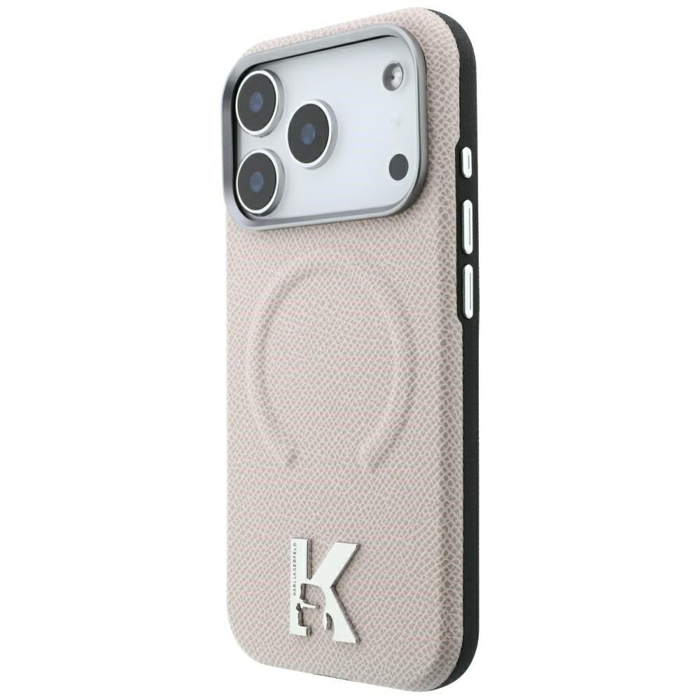 MagSafe-Hülle für Apple iPhone 18 Pro / 17 Pro, Karl Lagerfeld, geprägter Ring mit Körnung, Beige