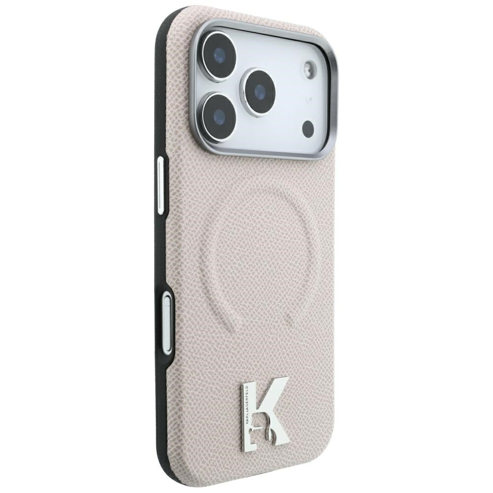 MagSafe-Hülle für Apple iPhone 18 Pro / 17 Pro, Karl Lagerfeld, geprägter Ring mit Körnung, Beige