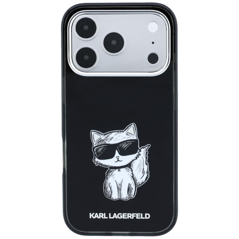 Coque MagSafe pour Apple iPhone 18 Pro / 17 Pro, Karl Lagerfeld, IML Choupette Body Sketch Print, Noire