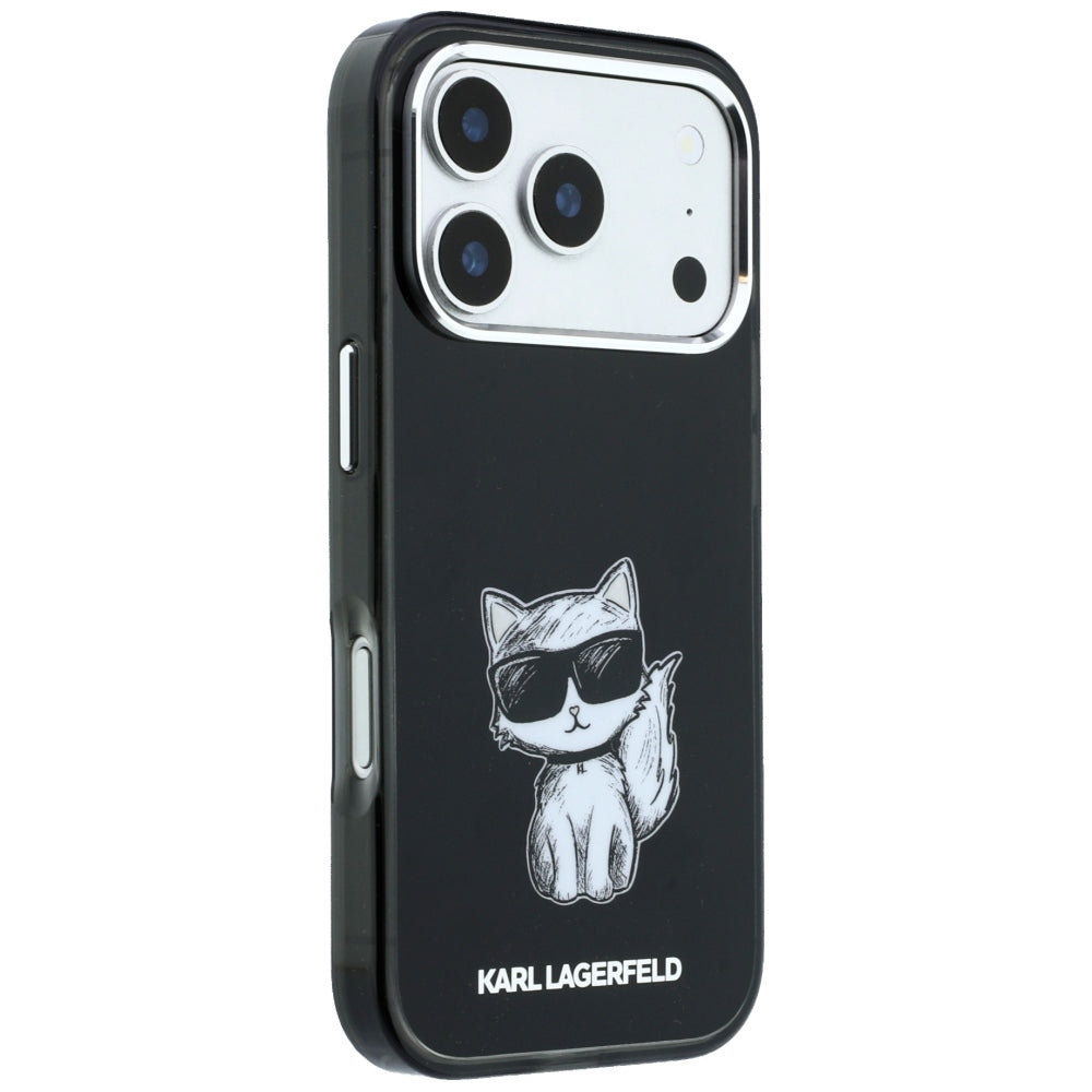 Coque MagSafe pour Apple iPhone 18 Pro / 17 Pro, Karl Lagerfeld, IML Choupette Body Sketch Print, Noire