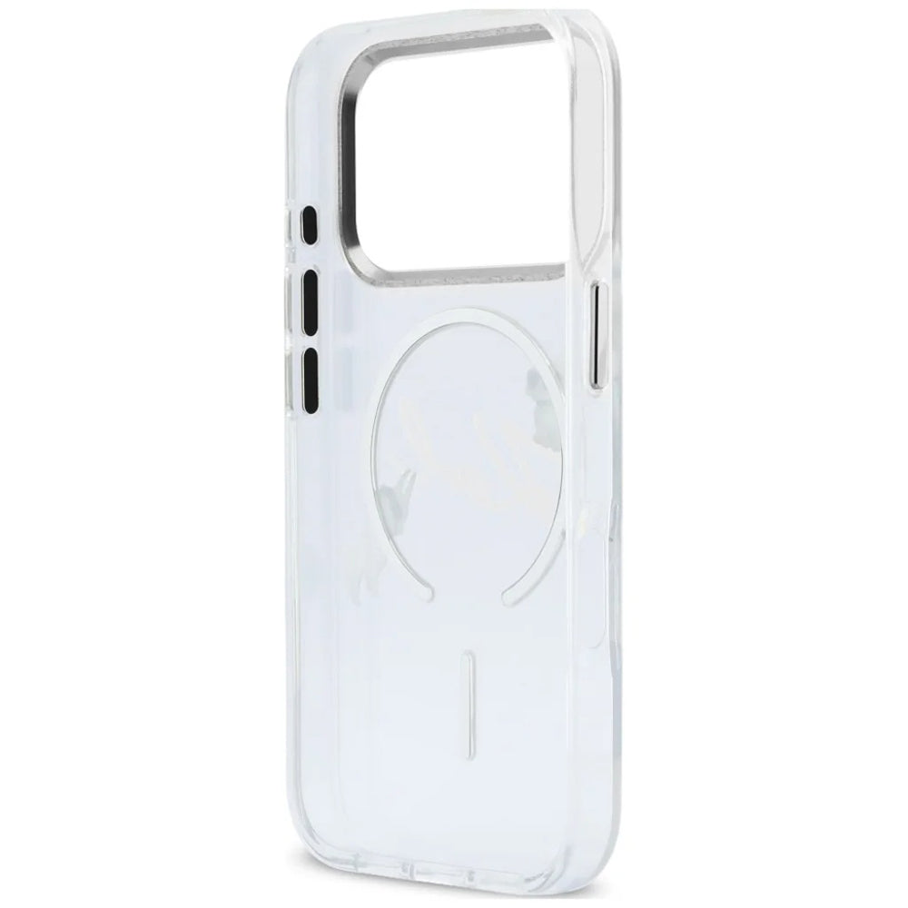 MagSafe-hoesje voor Apple iPhone 18 Pro / 17 Pro, Karl Lagerfeld, IML Choupette Karl Script Logo, Transparant