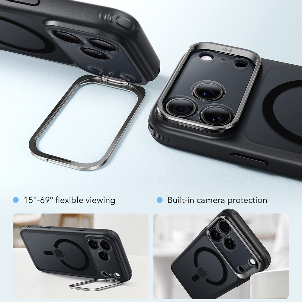 MagSafe-hoesje voor Apple iPhone 18 Pro Max / 17 Pro Max, ESR, Classic Hybrid Kickstand, Zwart Satijn