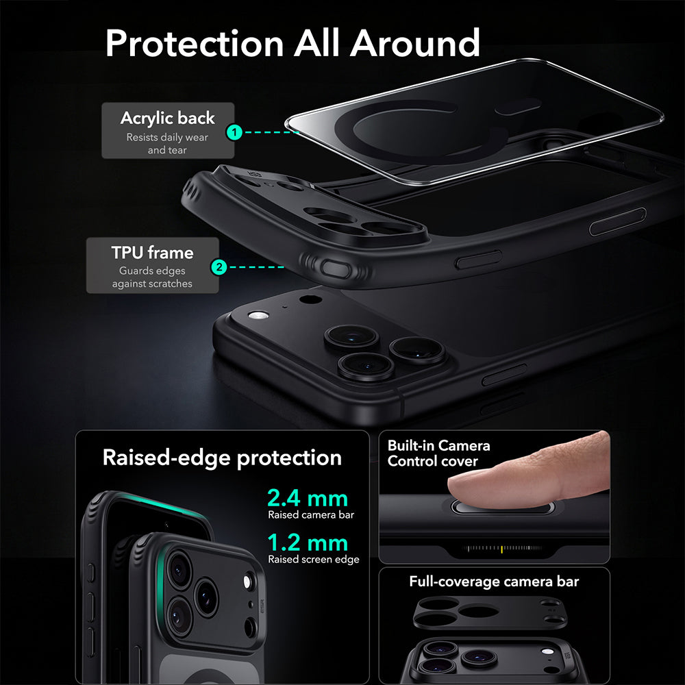 MagSafe-Hülle für Apple iPhone 18 Pro Max / 17 Pro Max, ESR, Classic Hybrid, Schwarz Transparent