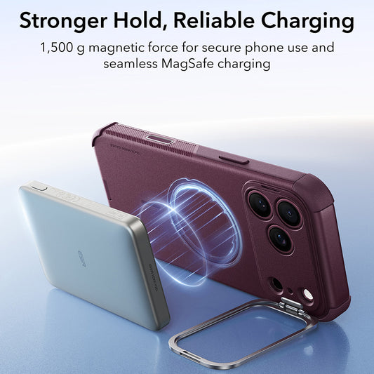 MagSafe-hoes voor Apple iPhone 18 Pro Max / 17 Pro Max, ESR, Cyber Armor Kickstand, Donkerrood Satijn