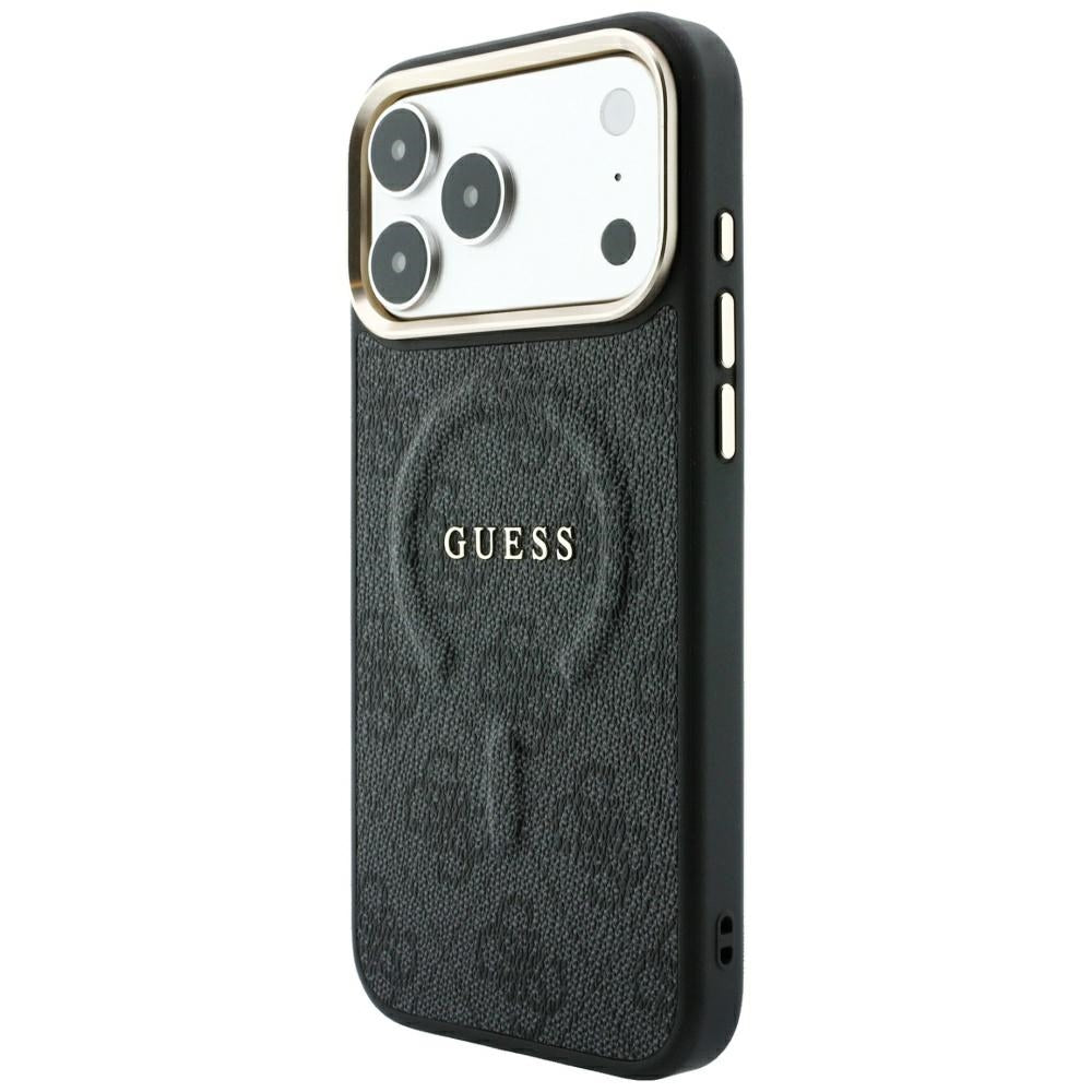 MagSafe-hoesje voor Apple iPhone 18 Pro Max / 17 Pro Max, Guess, 4G Embossed Classic, Zwart