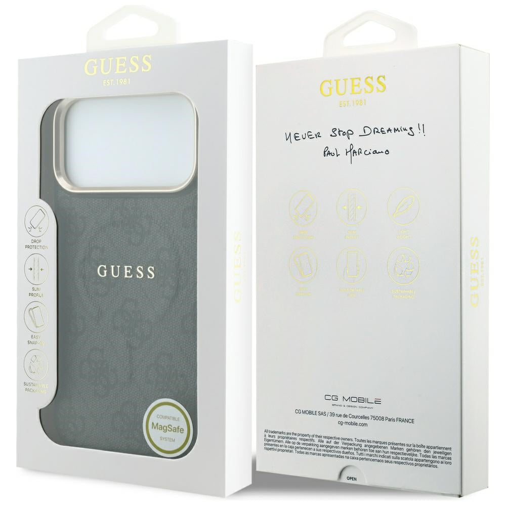 MagSafe-hoesje voor Apple iPhone 18 Pro Max / 17 Pro Max, Guess, 4G Embossed Classic, Zwart