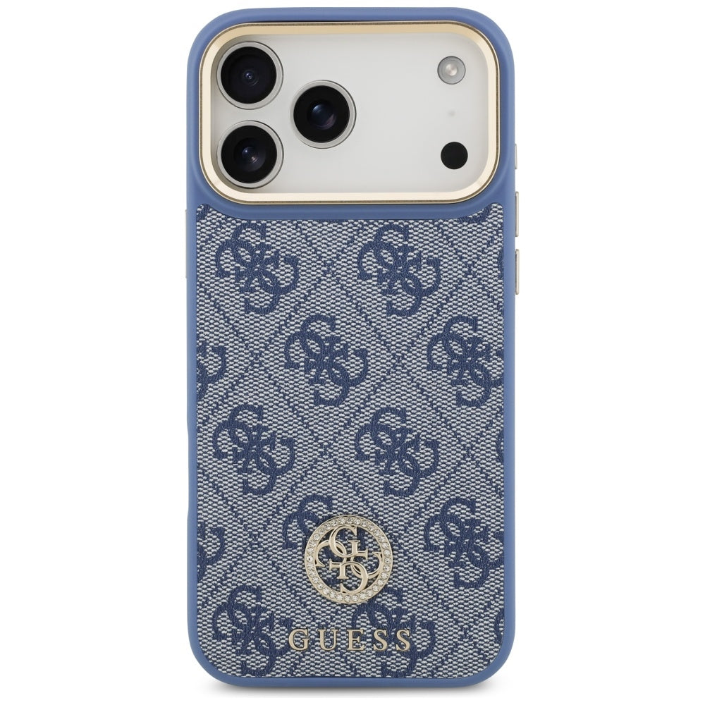 MagSafe-hoesje voor Apple iPhone 18 Pro Max / 17 Pro Max, Guess, 4G Strass-logo, blauw