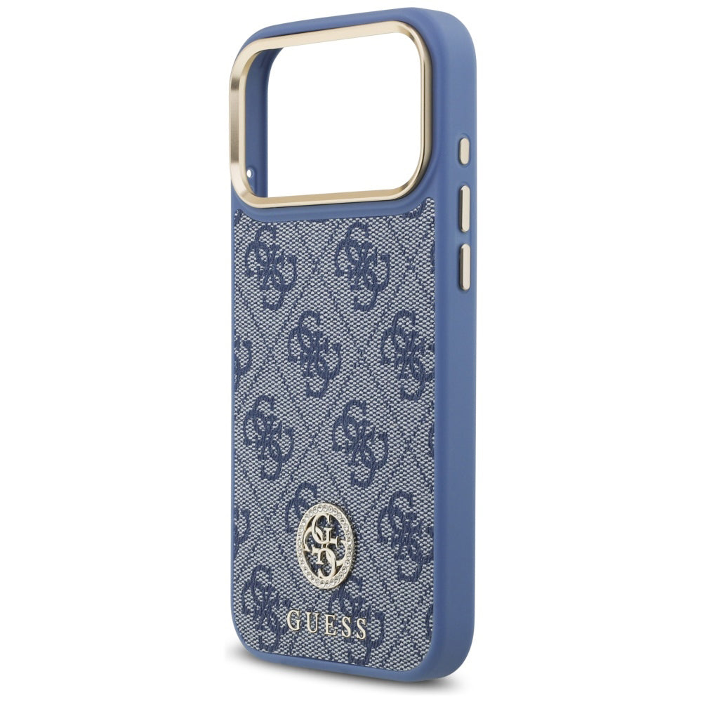 MagSafe-hoesje voor Apple iPhone 18 Pro Max / 17 Pro Max, Guess, 4G Strass-logo, blauw
