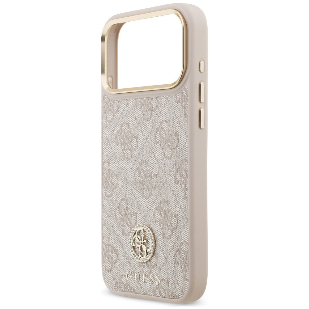 Coque MagSafe pour Apple iPhone 18 Pro Max / 17 Pro Max, Guess, logo 4G strass, rose