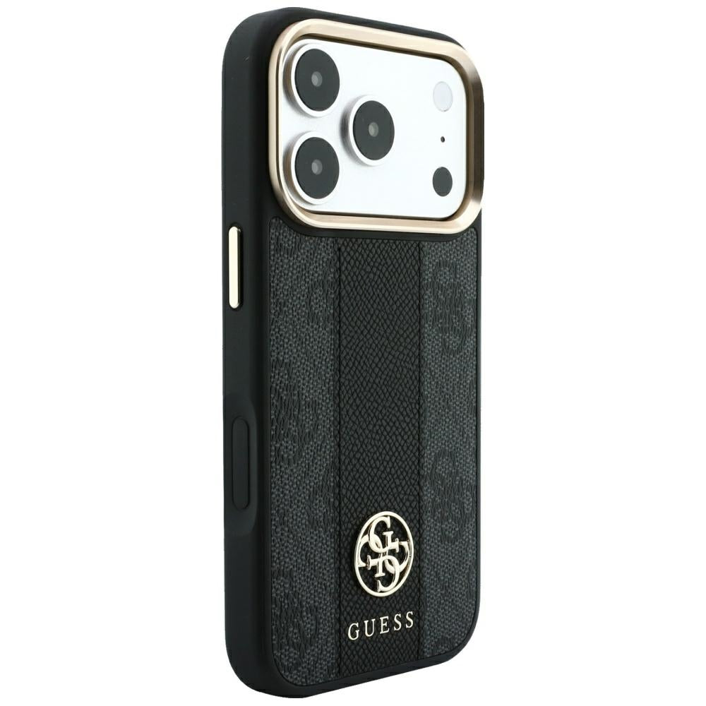 MagSafe-hoesje voor Apple iPhone 18 Pro Max / 17 Pro Max, Guess, 4G Stripe Round Classic Logo, Zwart
