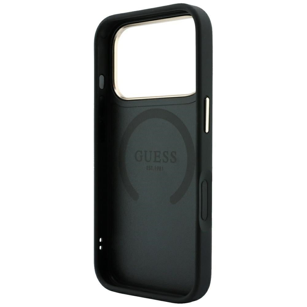 MagSafe-hoesje voor Apple iPhone 18 Pro Max / 17 Pro Max, Guess, 4G Stripe Round Classic Logo, Zwart