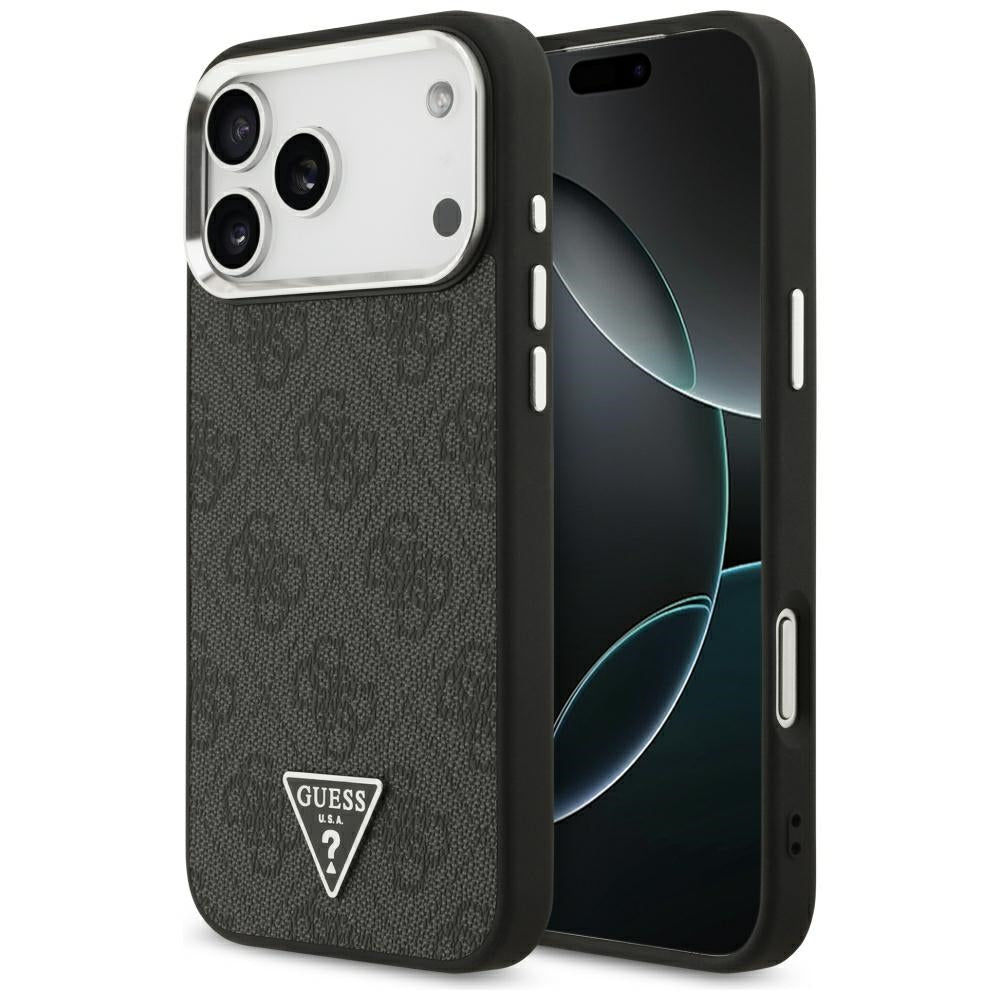 MagSafe-Hülle für Apple iPhone 18 Pro Max / 17 Pro Max, Guess, 4G Triangle Logo, Schwarz Silber