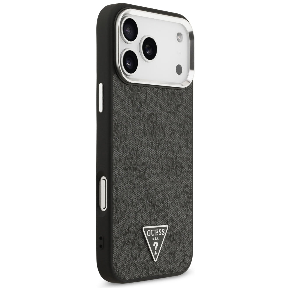 MagSafe-Hülle für Apple iPhone 18 Pro Max / 17 Pro Max, Guess, 4G Triangle Logo, Schwarz Silber